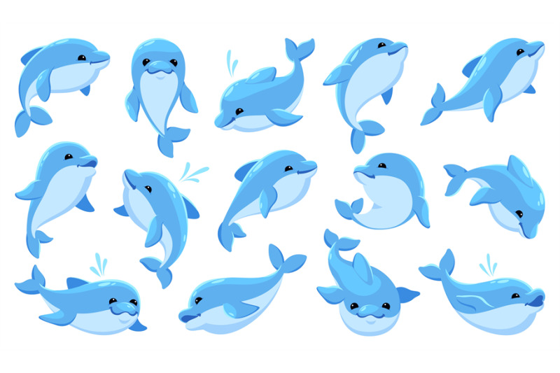 cartoon-dolphin-characters-cute-funny-marine-animal-different-swim-p