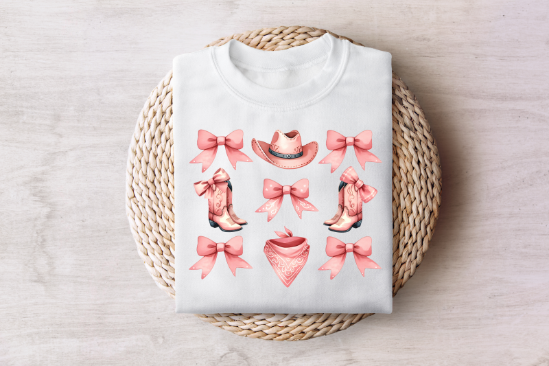 coquette-cowgirl-png-pink-ribbon-design-western-sublimation-designs-trendy-cowgirl-boots-aesthetic-baby-tee-y2k-graphic-instant-download