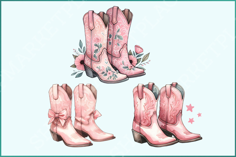 coquette-cowgirl-png-bundle-pink-ribbon-tee-cowgirl-boots-pink-bow-western-amp-trendy-sublimation-designs-y2k-aesthetic-baby-tee