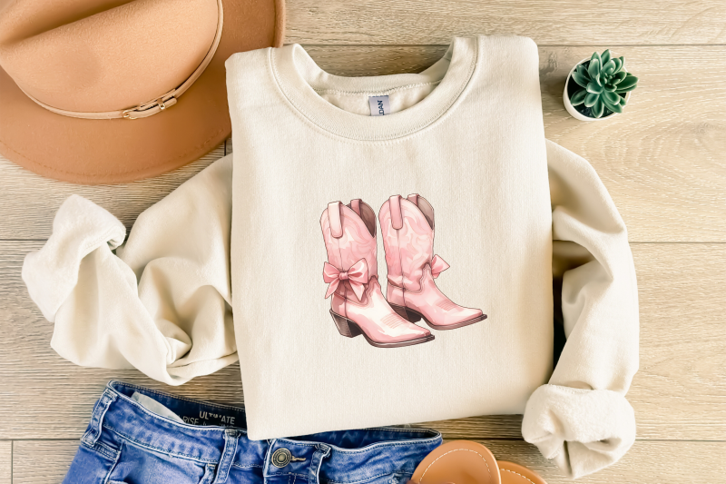 coquette-cowgirl-aesthetic-png-bundle-pink-ribbon-amp-bow-tee-western-boots-trendy-sublimation-designs-y2k-graphic-baby-tee-cottagecore