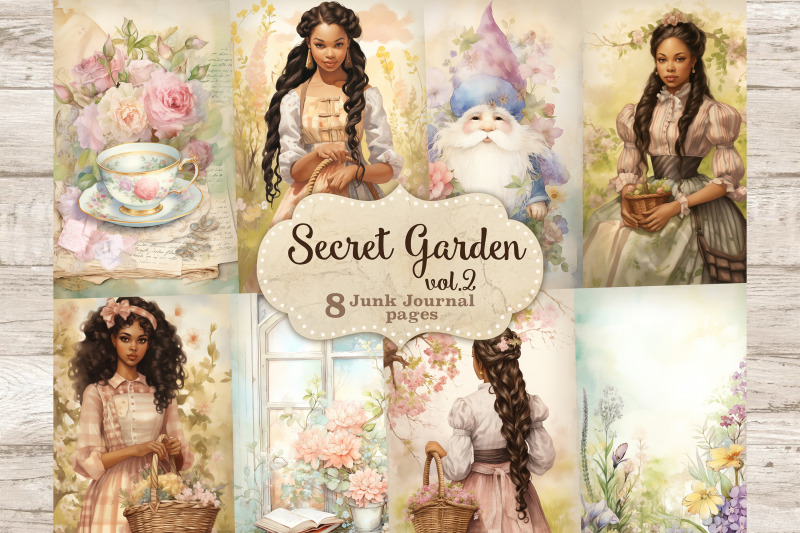 secret-garden-junk-journal-paper-black-girl-printable