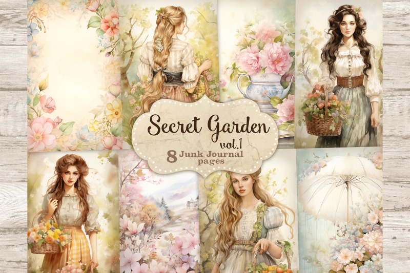 secret-garden-junk-journal-pages-digital-collage-sheet