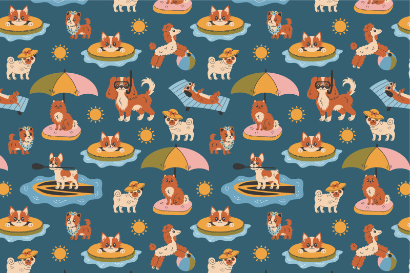 dog-summer-beach-seamless-pattern