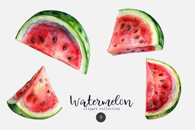 watermelon-watercolor-clipart-set
