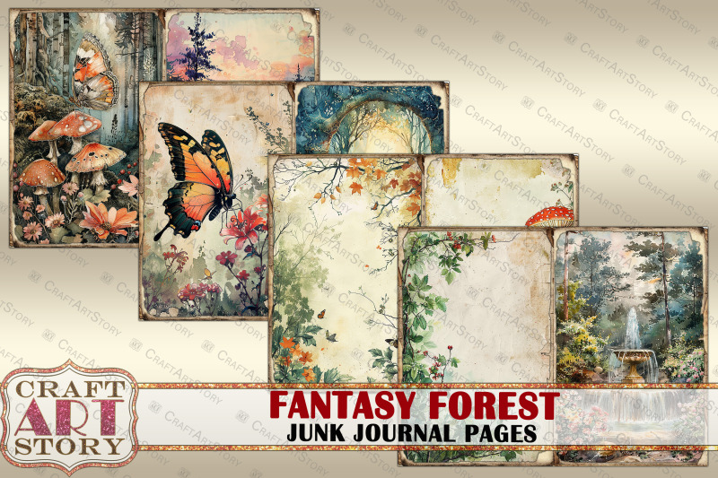 fantasy-forest-junk-journal-pages-fairies-forest-papers