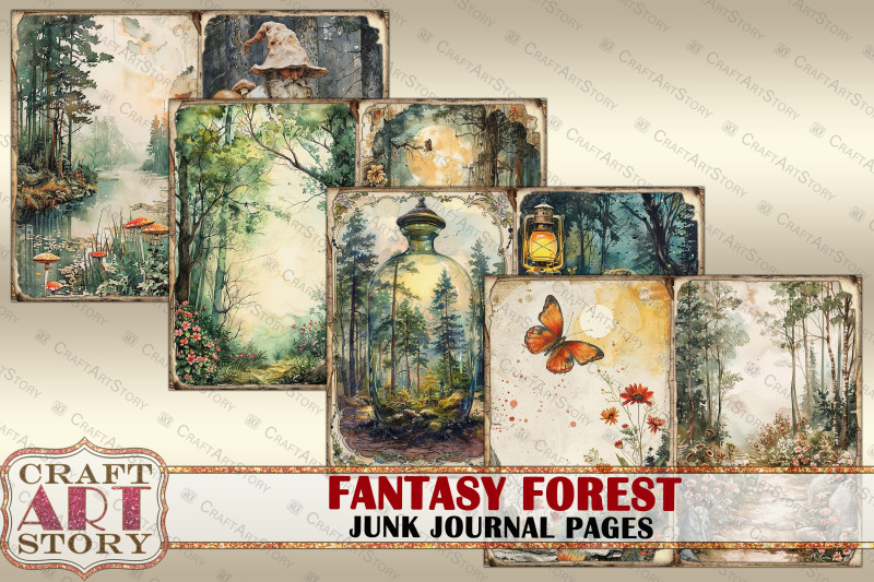 fantasy-forest-junk-journal-pages-fairies-forest-papers