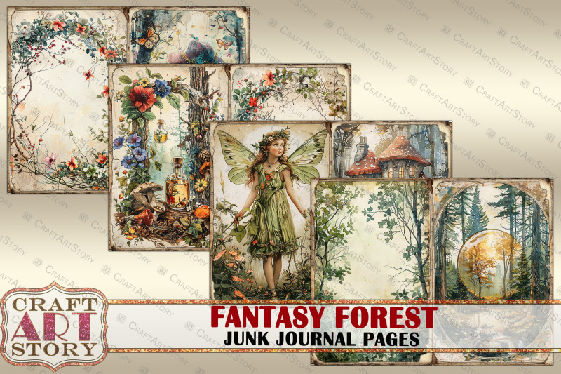 fantasy-forest-junk-journal-pages-fairies-forest-papers