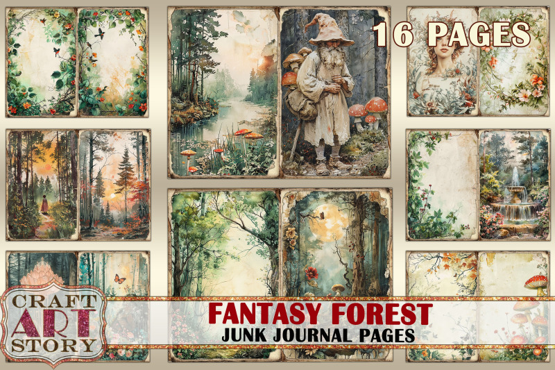 fantasy-forest-junk-journal-pages-fairies-forest-papers