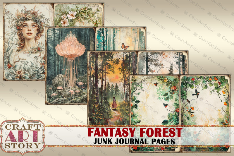 fantasy-forest-junk-journal-pages-fairies-forest-papers