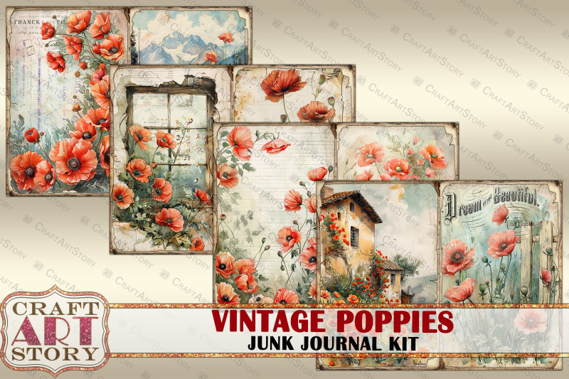 vintage-poppies-junk-journal-kit-scrapbook-digital-papers