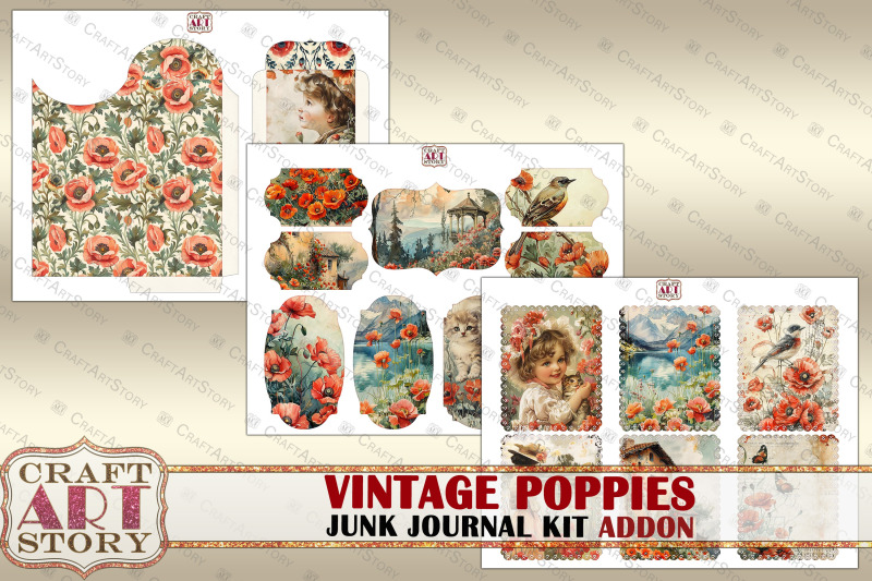 vintage-poppies-junk-journal-kit-addon-scrapbook