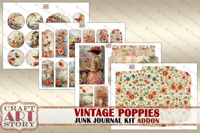 vintage-poppies-junk-journal-kit-addon-scrapbook
