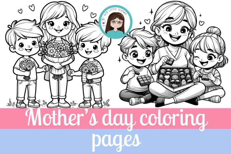 mother-and-children-coloring-pages