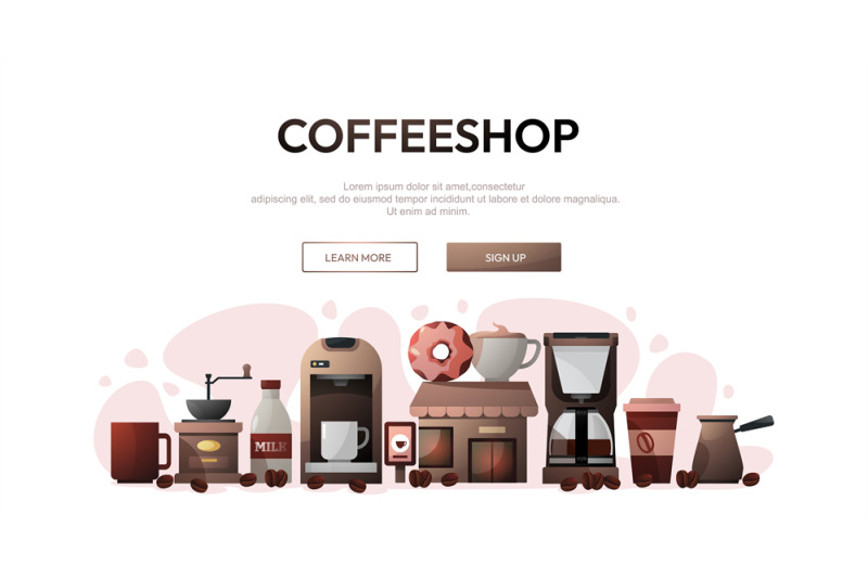 coffee-webpage-concept-modern-web-banner-with-coffee-shop-cafe-elemen