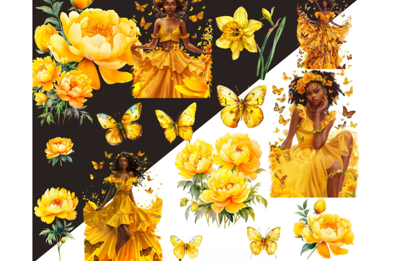 yellow-fiery-black-girl-clipart-yellow-butterfly-clipart