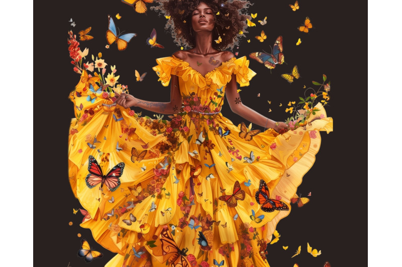 yellow-fiery-black-girl-clipart-yellow-butterfly-clipart