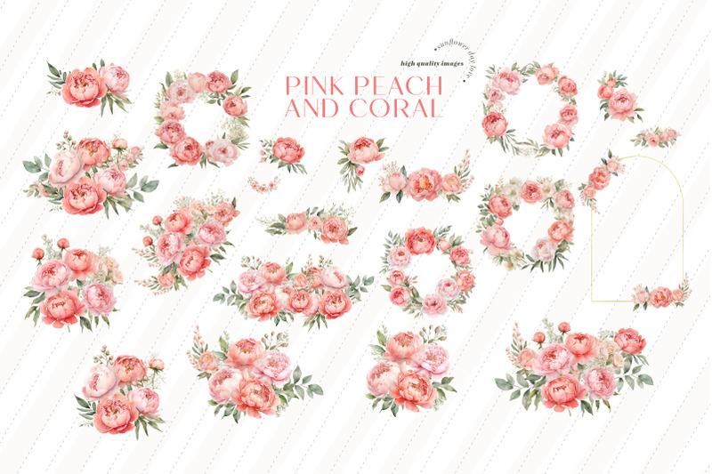elegant-pink-peach-amp-coral-flowers-clipart