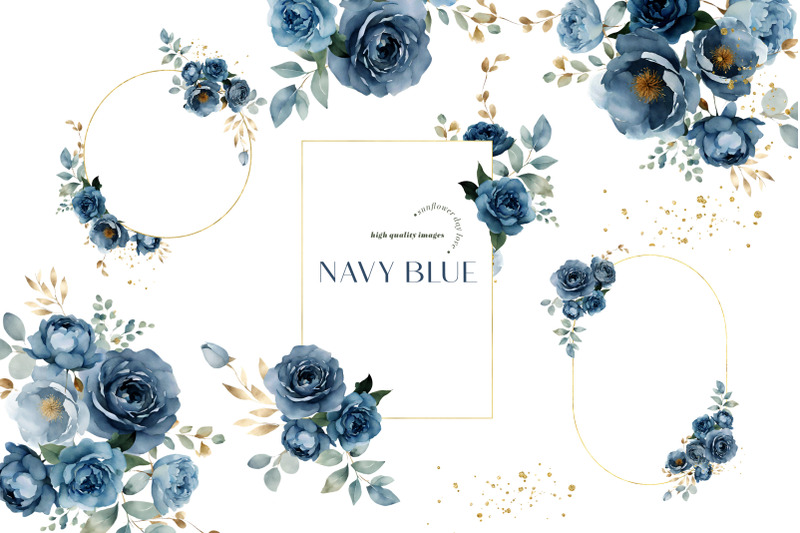 watercolor-navy-blue-flowers-clipart-blue-flowers-bouquets-clipart