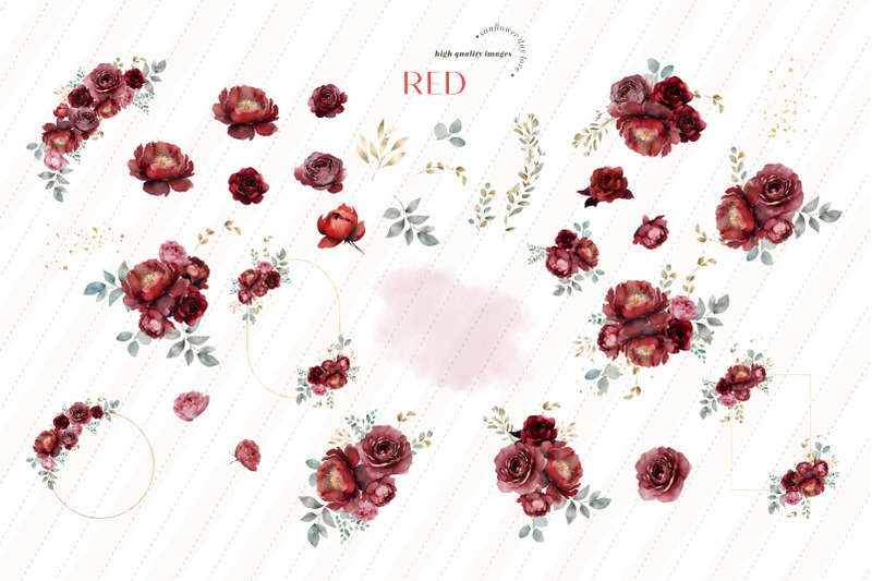 elegant-red-flowers-bouquets-clipart-burgundy-red