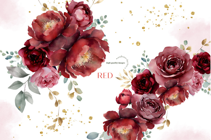elegant-red-flowers-bouquets-clipart-burgundy-red