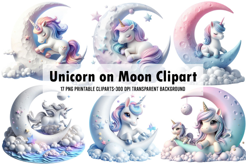 unicorn-on-moon-watercolor-clipart