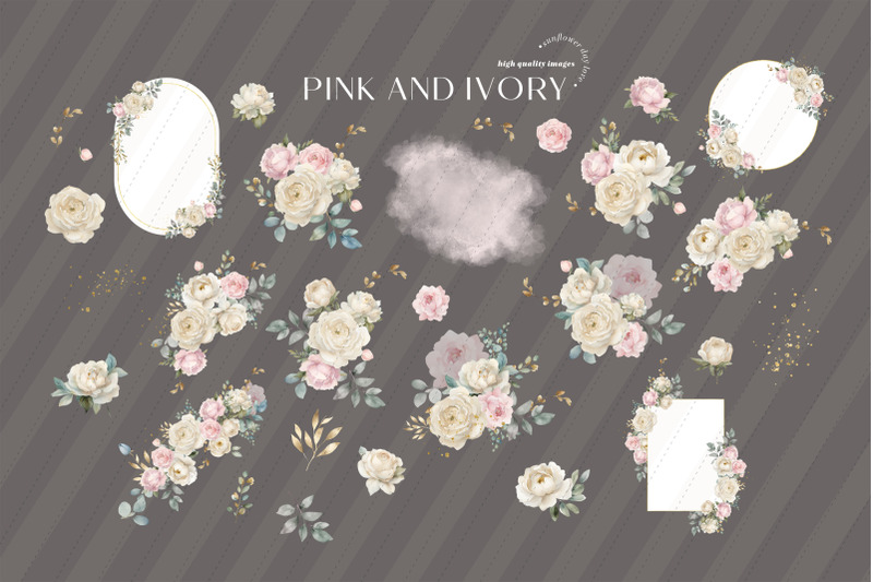 elegant-pink-ivory-flowers-bouquets-clipart-ivory-white-floral