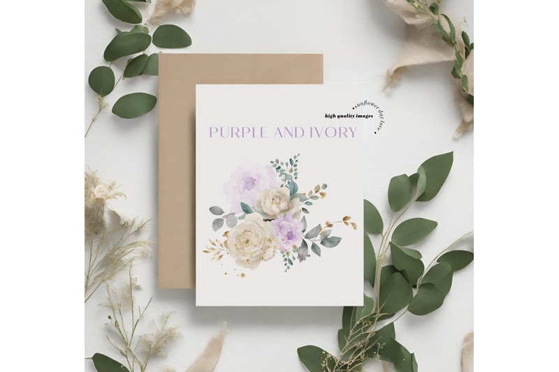 elegant-purple-ivory-flowers-bouquets-clipart-lilac-floral