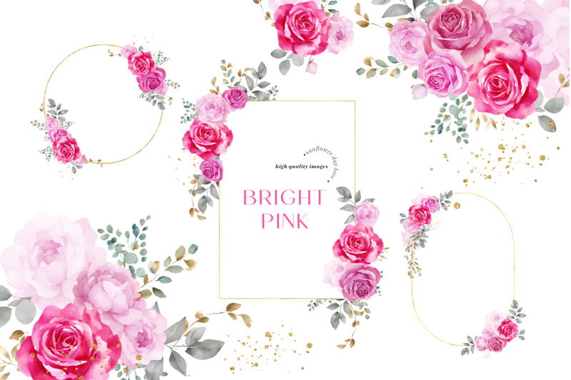 elegant-bright-pink-flowers-bouquets-clipart-fuchsia-pink-floral
