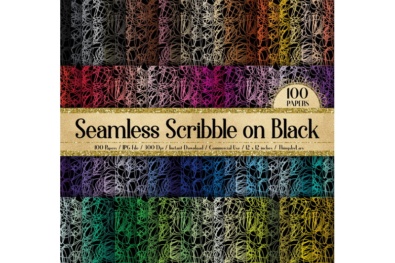 100-seamless-scribble-on-black-digital-papers