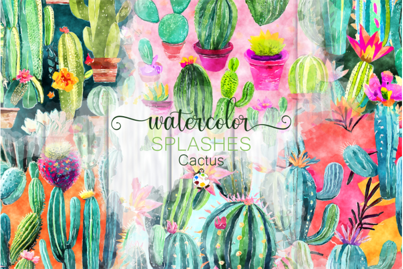 cactus-splashes-watercolor-textures