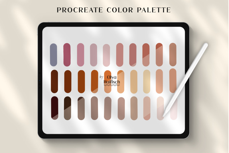 bright-brown-procreate-color-palette-boho-color-swatches