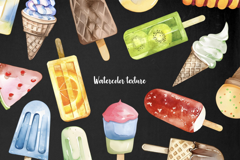 watercolor-ice-cream-clipart-summer-food-clip-art-different-icecream