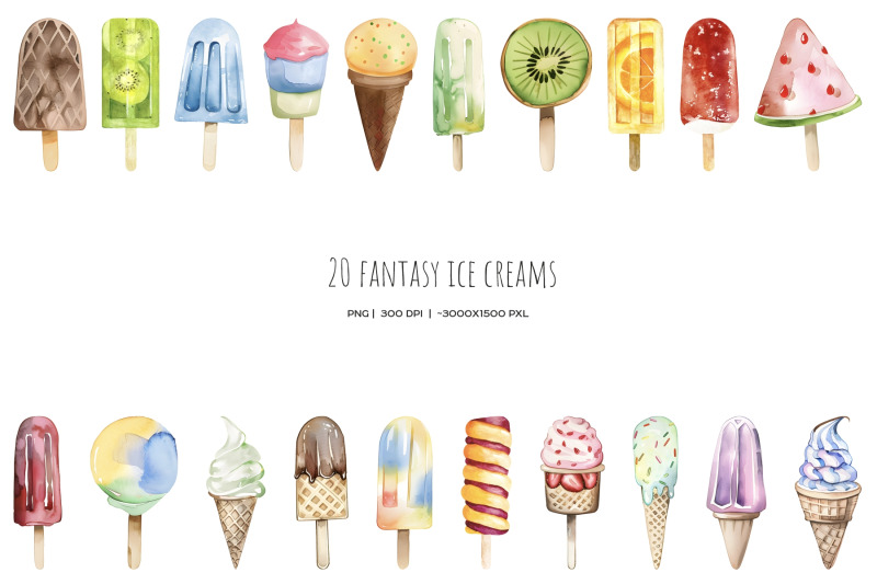 watercolor-ice-cream-clipart-summer-food-clip-art-different-icecream