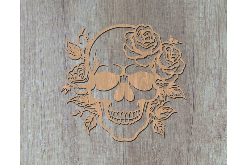 skull-and-roses-laser-svg-cut-file-skull-and-roses-glowforge-file