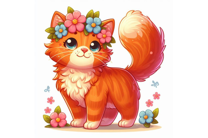 12-illustration-of-a-cute-orange-ca-set