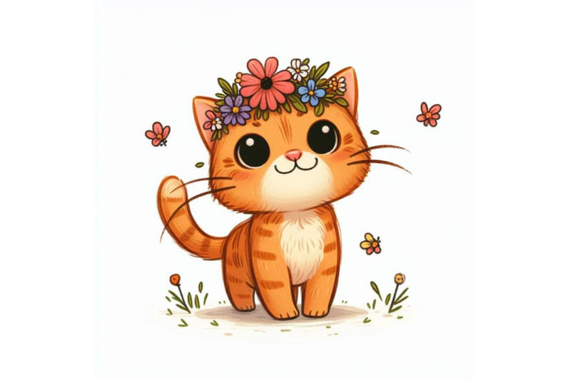 12-illustration-of-a-cute-orange-ca-set