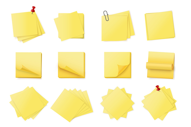 yellow-sticky-note-stack-stacked-adhesive-notes-pads-with-curled-corn