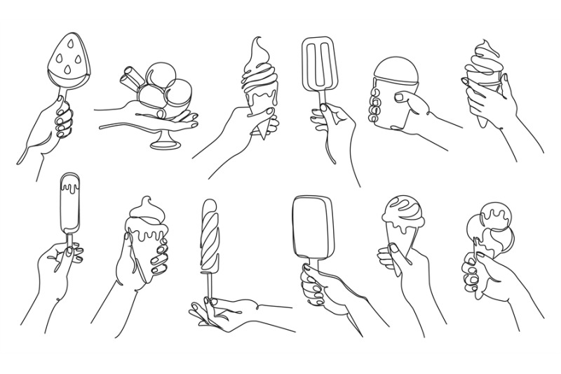 hand-with-ice-cream-continuous-one-line-hand-holding-cones-popsicles