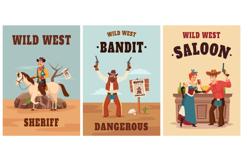 wild-west-posters-sheriff-adventure-dangerous-wanted-bandit-and-salo