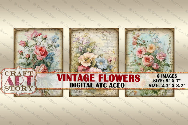 vintage-flowers-card-set-collage-picture-cards-atc-aceo