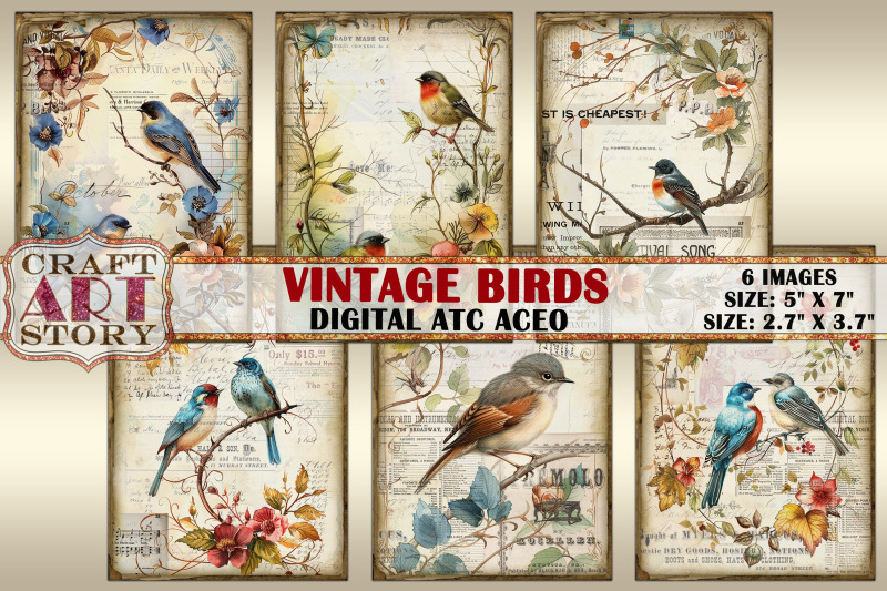 vintage-birds-card-set-collage-picture-cards-atc-aceo