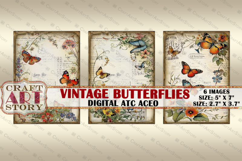 vintage-butterflies-card-set-collage-picture-cards-atc-aceo
