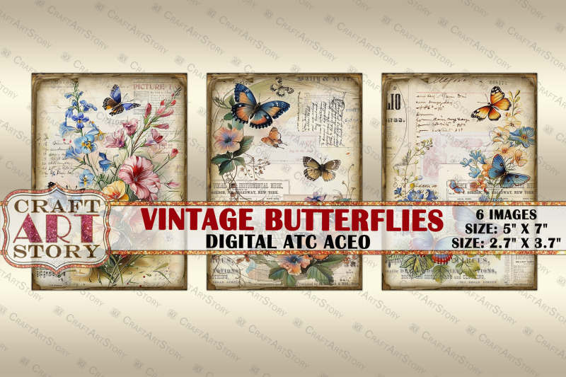 vintage-butterflies-card-set-collage-picture-cards-atc-aceo