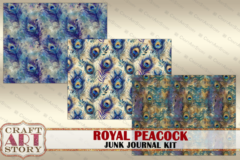 royal-peacock-junk-journal-kit-feathers-peacock