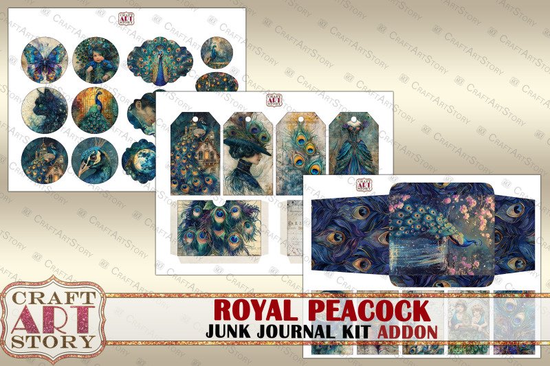 royal-peacock-junk-journal-kit-addon-feathers-peacock