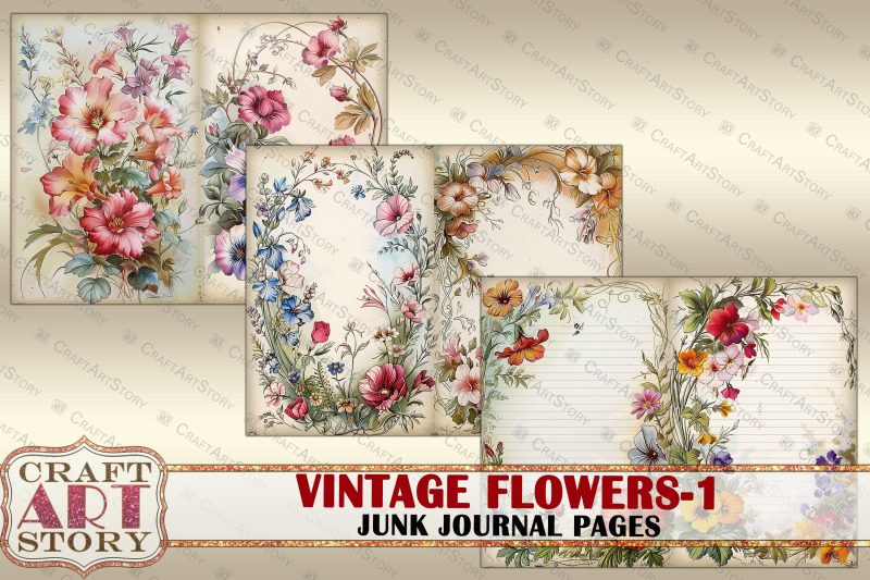 flowers-1-junk-journal-pages-retro-scrapbook-wildflowers