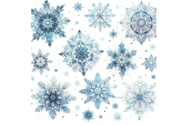 12-beautiful-watercolor-snowf-set