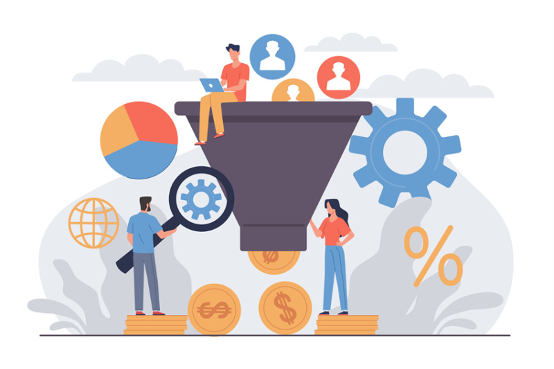 sales-funnel-concept-with-small-people-successful-marketing-strategy