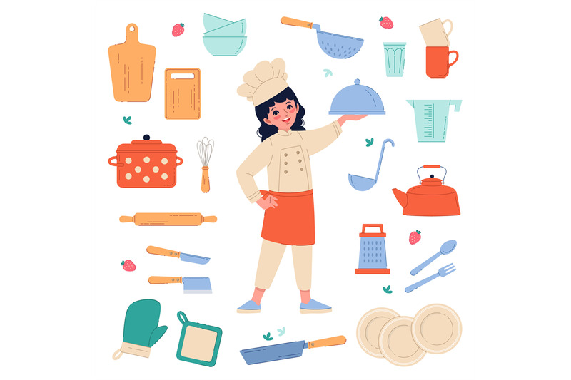 cook-character-with-professional-accessories-cute-girl-in-uniform-wit