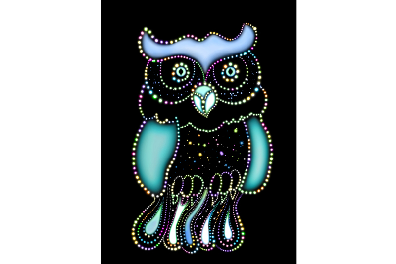 the-image-of-a-bright-glowing-owl-on-a-black-background-the-archive-contains-6-jpeg-files-300-dpi
